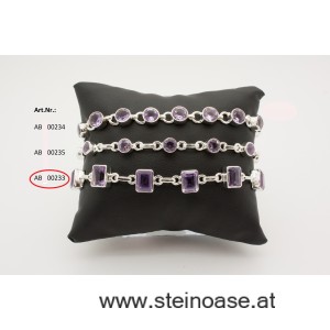 Armband Silber & Amethyst  rechteckig